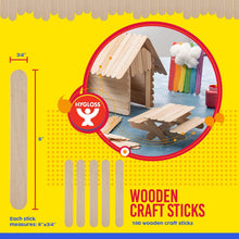 Load image into Gallery viewer, Hygloss 100 Count Jumbo 6-inch Natural Wooden Popsicle Craft Sticks, Smooth and Splinter-Free for DIY Projects, Crafting, etc