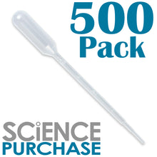 Load image into Gallery viewer, 500 Pack Plastic Transfer Pipettes, Graduated to 1mL, 0.25mL Graduation