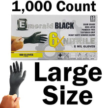 Load image into Gallery viewer, Emerald 1,000 Count SIZE LARGE Powder-Free Nitrile Heavy Duty Service Gloves – 6 Mil