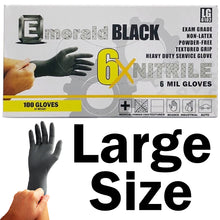 Load image into Gallery viewer, Emerald 100 Count SIZE LARGE Powder-Free Nitrile Heavy Duty Service Gloves – 6 Mil