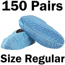 Load image into Gallery viewer, 150 Pairs SIZE REGULAR (US Shoe Sizes 6 to 10) Disposable Shoe Covers Non-Skid, Blue