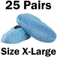 Load image into Gallery viewer, 25 Pairs SIZE X-LARGE (US Shoe Sizes 11 to 15) Disposable Shoe Covers Non-Skid, Blue