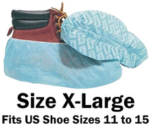 Load image into Gallery viewer, 25 Pairs SIZE X-LARGE (US Shoe Sizes 11 to 15) Disposable Shoe Covers Non-Skid, Blue