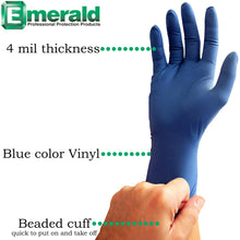 Load image into Gallery viewer, Emerald Shannon 1,000 Count SIZE X-LARGE Powder-Free Vinyl Gloves, 4 Mil, Blue