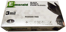 Load image into Gallery viewer, Emerald 100 Count SIZE LARGE Powder-Free Nitrile Exam Gloves – 3 Mil