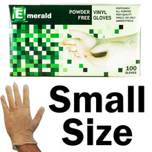 Load image into Gallery viewer, Emerald Shannon 100 Count SIZE SMALL Powder-Free Vinyl Gloves – 4 Mil