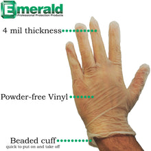 Load image into Gallery viewer, Emerald Shannon 1,000 Count SIZE X-LARGE Powder-Free Vinyl Gloves – 4 Mil