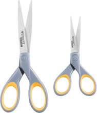 Load image into Gallery viewer, Westcott 7” and 5” Pointed Titanium-Bonded Crafting Scissors with Soft Handles, Gray/Yellow (13824)