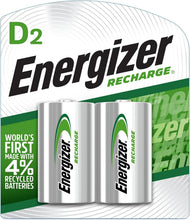 Load image into Gallery viewer, 2 Pack Rechargeable D Cell Battery, 2,500 mAh, NiMH (Nickel-Metal Hydride)