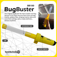 Load image into Gallery viewer, Sonic Technology BugBuster, Cordless Bug Vacuum & Catcher for Adults & Kids for Spiders, Insects, Ants, Flies - Battery Operated Insect Catcher w/Tactile Rocker Switch for Easy On/Off Operation (BB100)