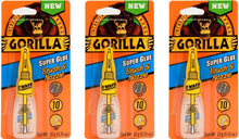 Load image into Gallery viewer, Gorilla 3 Pack 10 Gram Super Glue with Brush & Nozzle Applicator, Clear