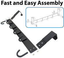 Load image into Gallery viewer, 6 Hook Over-the-Door Hanger, Matte Black Color, Sleek Design, 16-Inch Length with 2-Inch Hooks