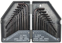 Load image into Gallery viewer, 30 Piece Hex Wrench Set, Popular Inches and Metric Sizes with Grey Storage Case