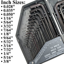 Load image into Gallery viewer, 30 Piece Hex Wrench Set, Popular Inches and Metric Sizes with Grey Storage Case