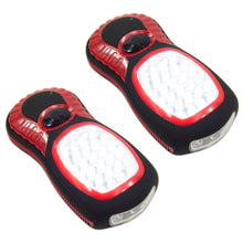 Load image into Gallery viewer, 2 Pack 2-in-1 LED Flashlights with Worklight Mode – 24 LED Worklight + 3 LED Flashlight, Magnetic Back, Hook, 3 AAA Each