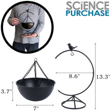 Load image into Gallery viewer, Elegant Matte Black Metal Bird Floor-Standing Indoor Planter with Hanging Bowl for Small Plants, 13-inches Tall x 8.6-inches Wide