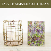 Load image into Gallery viewer, Set of 2 Elegant Stainless Steel (Gold Color) and Green Glass Cutlery Holders for Silverware - 3.1-inch Diameter x 4-inch Tall