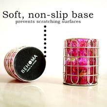 Load image into Gallery viewer, Set of 2 Elegant Stainless Steel (Silver Color) and Pink Glass Cutlery Holders for Silverware - 3.1-inch Diameter x 4-inch Tall