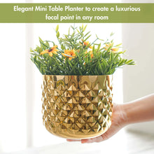 Load image into Gallery viewer, Hand-crafted Gold Pineapple Metal Planter Vase with 1/2 Gallon Capacity - Measures 6.1-inches Wide and 5.3-inches Tall