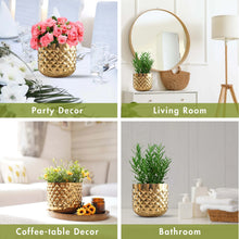 Load image into Gallery viewer, Hand-crafted Gold Pineapple Metal Planter Vase with 1/2 Gallon Capacity - Measures 6.1-inches Wide and 5.3-inches Tall