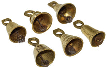 Load image into Gallery viewer, 6 Assorted Mini Brass Bells with Loops for Hanging, Functional Decoration for Crafting, Door Chime, Wedding Chimes (Gold Color)