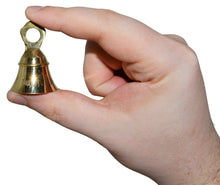 Load image into Gallery viewer, 6 Assorted Mini Brass Bells with Loops for Hanging, Functional Decoration for Crafting, Door Chime, Wedding Chimes (Gold Color)