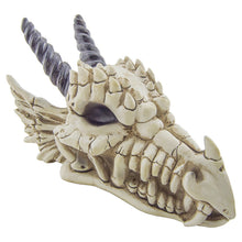 Load image into Gallery viewer, Snarling Magical Dragon Skull Creepy Coin Piggy Bank Polyresin Stash Storage Box