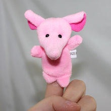 Load image into Gallery viewer, 10 Piece Soft Plush Animal Finger Puppet Set (Elephant, Panda, Duck, Rabbit, Frog, Mouse, Cow, Bear, Dog, Hippo)