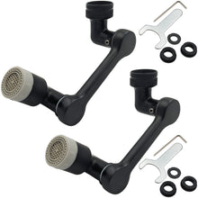 Load image into Gallery viewer, 2 Pack Multi-Angle Rotating Faucet Extender and Aerator with Low and High Pressure Modes, Matte Black Finish, Suitable for Kitchen or Bathroom Sink