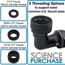 Load image into Gallery viewer, 2 Pack Multi-Angle Rotating Faucet Extender and Aerator with Low and High Pressure Modes, Matte Black Finish, Suitable for Kitchen or Bathroom Sink