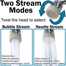 Load image into Gallery viewer, 2 Pack Multi-Angle Rotating Faucet Extender and Aerator with Low and High Pressure Modes, Chrome Finish, Suitable for Kitchen or Bathroom Sink