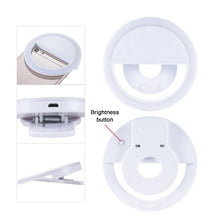 Load image into Gallery viewer, Rechargeable Selfie Ring Light LED with 3 Brightness Modes, USB Charging Cable Included