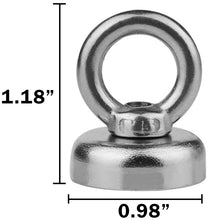 Load image into Gallery viewer, 5 Pack Salvage Magnet, 22 Pounds Magnetic Hook, Round Base Magnet Fastener with Eyebolt, Steel NdFeB Pot