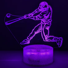 Load image into Gallery viewer, Baseball Swing LED Night Light with Remote Control - 16 Different Colors, Adjustable Brightness, USB or Battery Power, 5 Modes