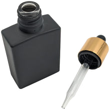Load image into Gallery viewer, 10 Pack 1 Ounce (30mL) Matte Black Glass Dropper Bottles with Gold and Black Cap