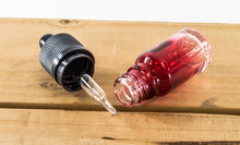 Load image into Gallery viewer, 10 Pack 10mL Red Glass Dropper Bottles with Black Tops, Beautiful Gradient Style