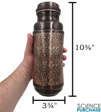 Load image into Gallery viewer, 2 Pack 44 Ounce Jumbo Pure Copper Water Bottle with Engraved Damask Design, Ayurvedic Benefits