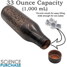 Load image into Gallery viewer, 33 Ounce Pure Copper Water Bottle with Engraved Tree Bark Design, Ayurvedic Benefits