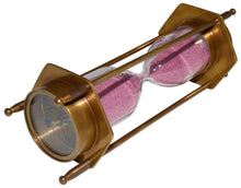 Load image into Gallery viewer, 5.75" Brass Pirate Hourglass, Nautical Maritime Decoration with Functional 2 Minute Timer and Navigation Compasses