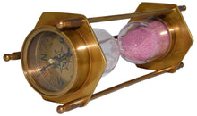 Load image into Gallery viewer, 5.75" Brass Pirate Hourglass, Nautical Maritime Decoration with Functional 2 Minute Timer and Navigation Compasses