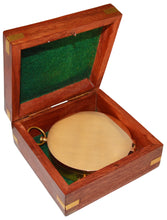 Load image into Gallery viewer, Large 4" Brass Compass with Rosewood Storage Box, Fully Functional Nautical Pirate Cosplay Costume Decoration