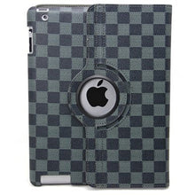 Load image into Gallery viewer, Checkered Black & Grey Case for Apple iPad Models from 2011 to 2013, 360 Degree Rotating Leather Stand Cover Built in Magnet, Sleep Wake Function