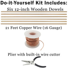 Load image into Gallery viewer, DIY Electroculture Gardening Tool Kit - Includes 6 Dowels, 21 Feet Copper Wire, and Wire Cutting Pliers