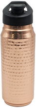 Load image into Gallery viewer, 25 Ounce Pure Copper Water Bottle with Plastic Sipping Cap, Hand-Crafted Hammered Design, Ayurvedic Benefits