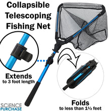 Load image into Gallery viewer, Deluxe Fishing Starter Set - Includes Collapsible Net, Fishing Line, Fish Stringer, Bobbers, Hooks, Lures, Tools, and 3-Tray Tacklebox