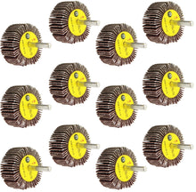Load image into Gallery viewer, 12 Pack ¼" Shank 80 Grit Flap Wheels, Aluminum Oxide Sandpaper - 2"×1"×¼" Fits All Drill Chucks