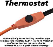 Load image into Gallery viewer, 60 Foot Pipe Heating Cable, Turns On and Off Automatically using Built-in Thermostat, Protects Pipes from Freezing, 120V, 420W