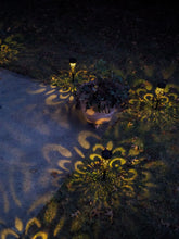 Load image into Gallery viewer, 6 Pack Solar Charging Decorative Walkway Patio Lawn Lights - Warm Yellow Subtle Lighting - Automatic On at Dusk and Off at Sunrise - Weatherproof Black Plastic