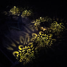 Load image into Gallery viewer, 6 Pack Solar Charging Decorative Walkway Patio Lawn Lights - Warm Yellow Subtle Lighting - Automatic On at Dusk and Off at Sunrise - Weatherproof Black Plastic