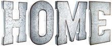 Load image into Gallery viewer, 20" Tall Metal "HOME" Letters - Approximately 4½ Foot Long Hanging Décor, Silver with Rusted Edges, Galvanized Wall Mountable Decoration for Country, Mid-Century, or Farmhouse Theme